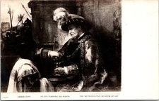 VINTAGE POSTCARD REAL PHOTO RPPC "PILATES WASHING HIS HANDS" ART BY REMBRANDT