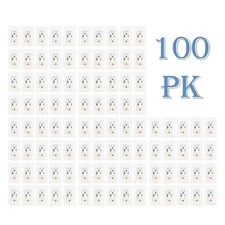 100 PK White USB C+A 24W Fast Charging Outlets, 4.8A, LED Night Light, On/Off