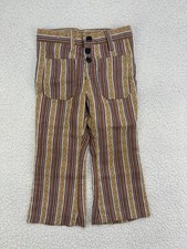 Vtg 60s 70s Striped Flare Pants Handmade Bell Bottoms Toddler Boy Girl Pockets