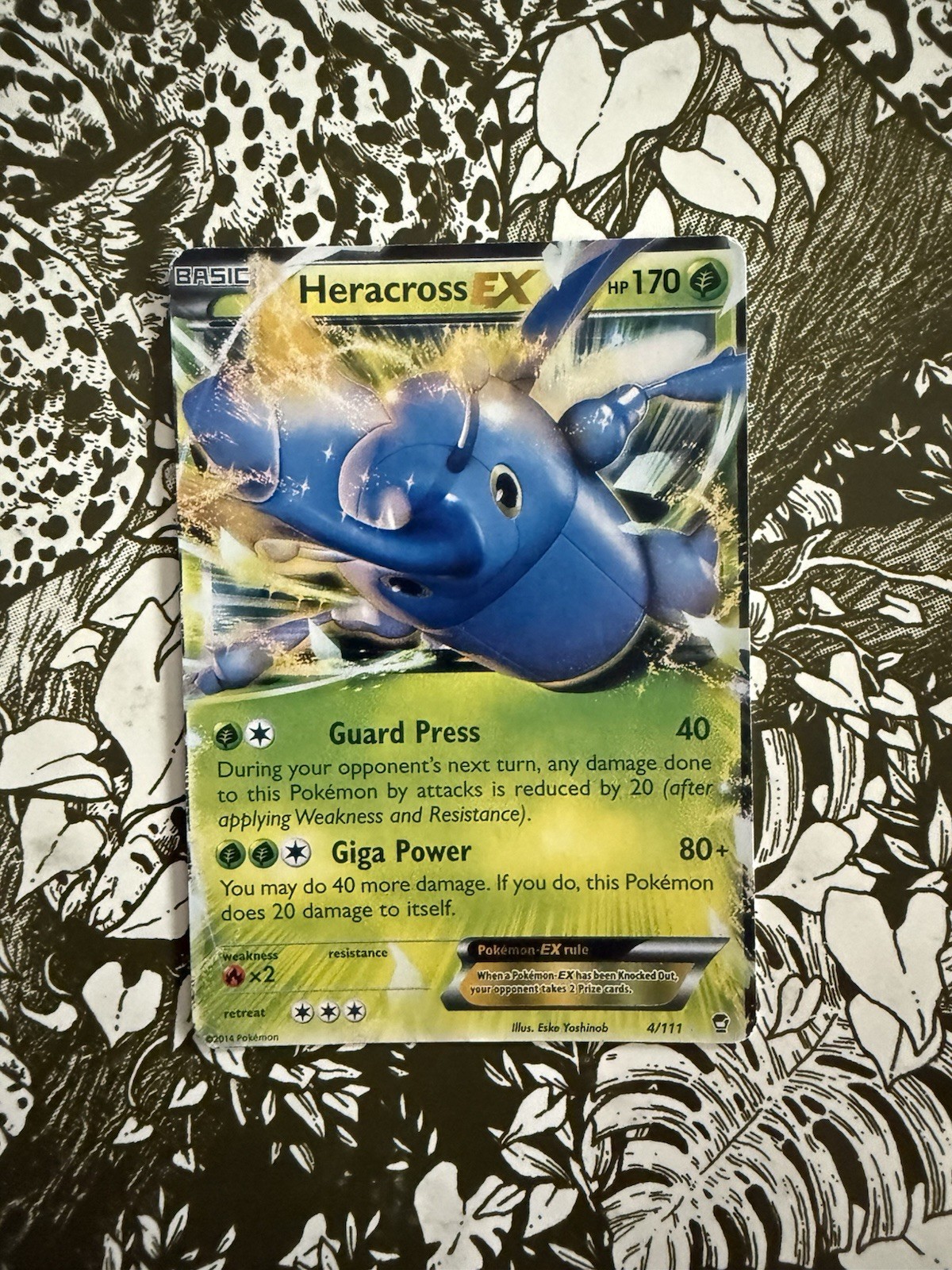 Heracross EX Holo Pokémon Card 4/111 Furious Fists Series