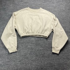 Alo Yoga Devotion Cropped Pullover Sweatshirt Womens Small White Long Sleeve