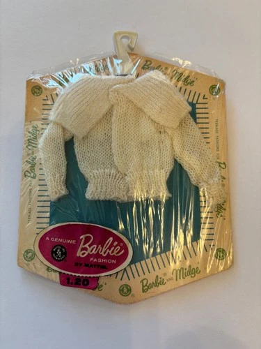 Vintage Barbie Pak NRFP, MIP, MOC White Cardigan Sweater w/ Angora Collar & Book