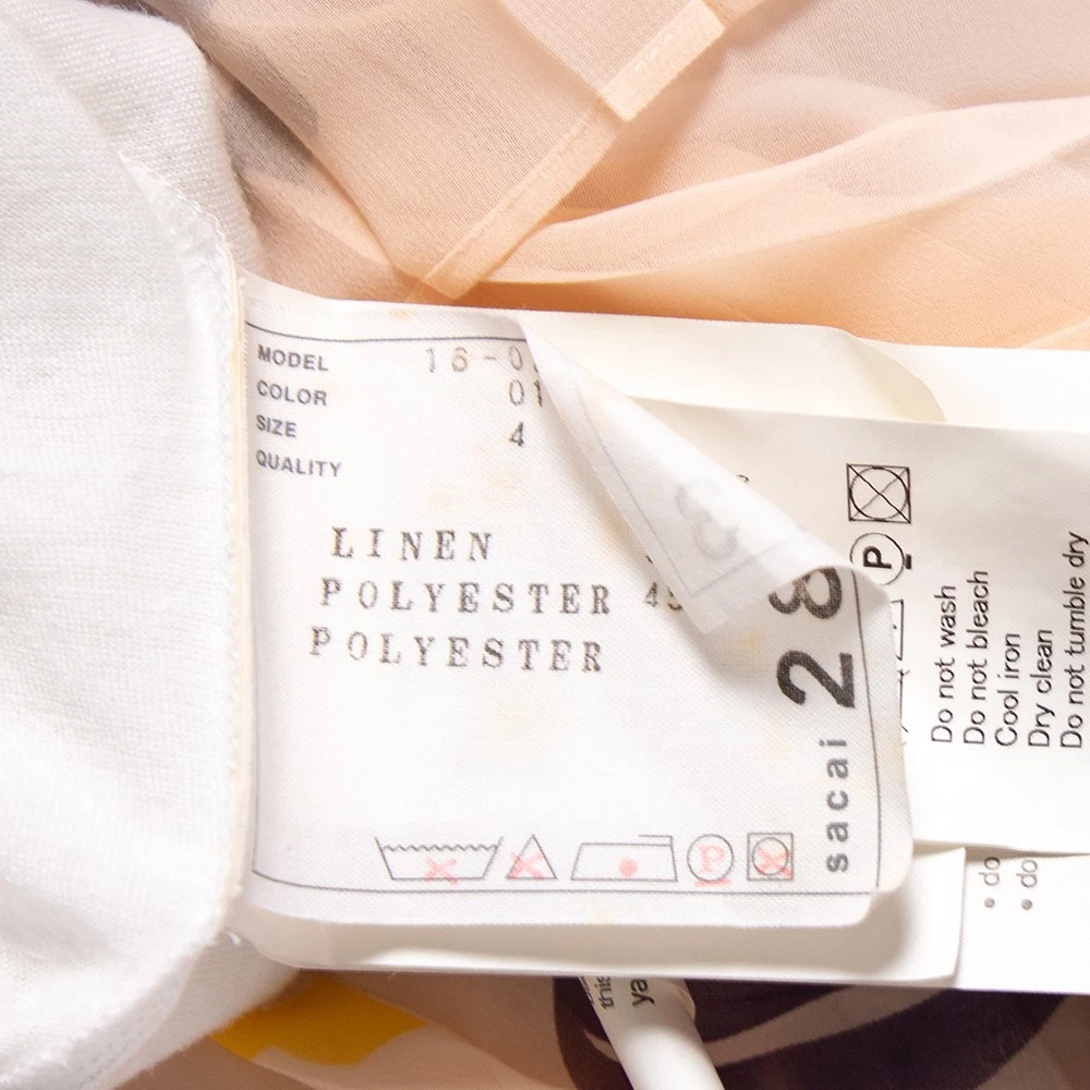 T shirt tunica Sacai multicolore stampata sul retro chiffon e lino S