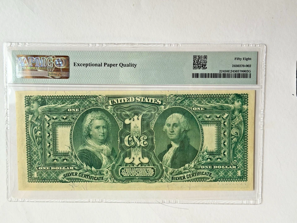 *Raro* Certificado de Plata Educativo de $1 de 1896 PMG 58 EPQ Fr. 224 incluye billete Foto 3 de 4