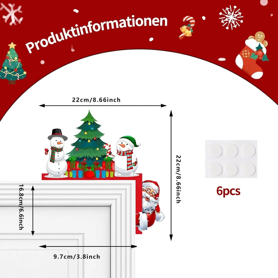 Weihnachtsdeko Holz Türrahmen Türdeko Schneemann Weihnachtsmann Fenster - Bild 3 von 4