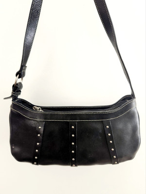 Maxx NY Black Vegan Leather Mini Shoulder Bag Purse Y2K Studded 