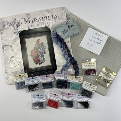 Mirabilia RED ~ MD128 Cross Stitch Semi Kit: Pattern, Linen, Beads, Waterlilies