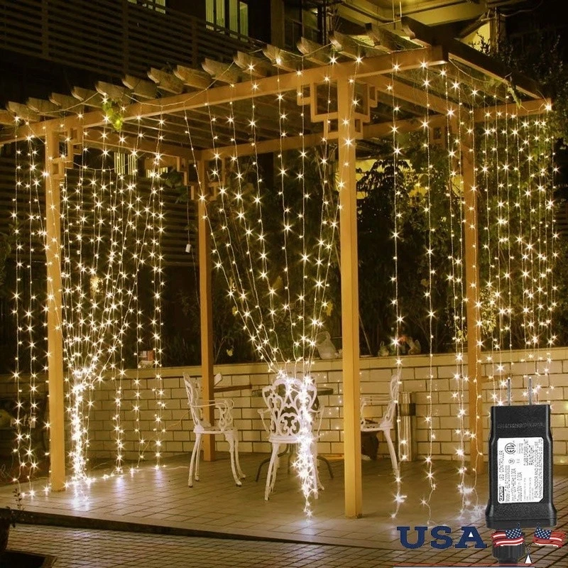 XL LED Fairy Curtain Lights 594 String Lights 7 Modes Indoor Outdoor Decor New