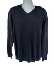 Marc Anthony V-Neck Sweater Cotton Cashmere Wool Blend Mens Size XLT Black 70