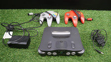 N64 Black Console  With 2 Official Controllers And Leads.