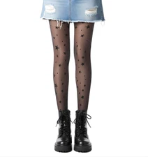 Star Pattern Tights for Women Black Funky Fishnet Stockings Party Cosplay