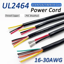 UL2464 Black Flexible PVC Sheathed Cable Wire 2 ~ 10 Core Power Cord 16-30AWG