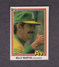 1981 Donruss Baseball Card #479 Billy Martin Oakland A's NM O/C Vintage