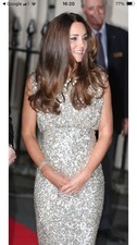 Abito donna Jenny Packham taglia 18, oro, come visto su royalties, festa, nuovo
