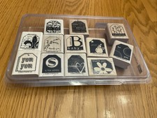 Stampin Up Too Terrific Tags Rubber Stamp Set Wood Mount Total Of 12 Stamps