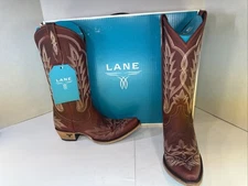 LANE Lexington Cowboy Boots Smoldering Ruby Red 10 NEW WITH BOX