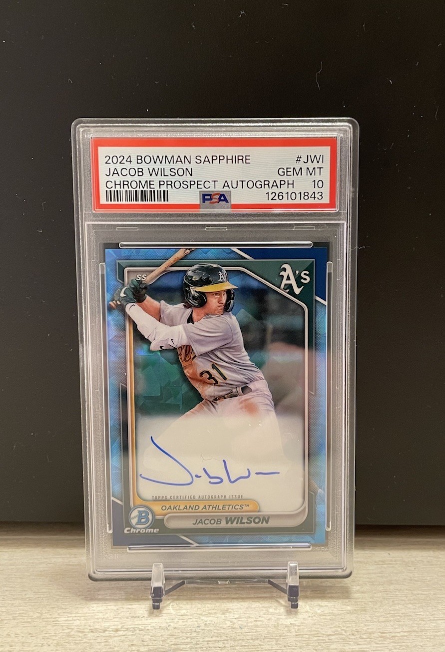 2024 Bowman Sapphire Jacob Wilson Chrome Prospect Autograph #BSPA-JWI PSA 10 GEM