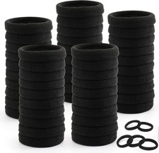 Hair Bands for Women, 50 Pcs Thick Seamless Hair Ties No Damage, Black Hair Bob