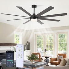 72" Ceiling Fan with Light, Quiet Motor, 6 Speeds, Timer, Remote App Control