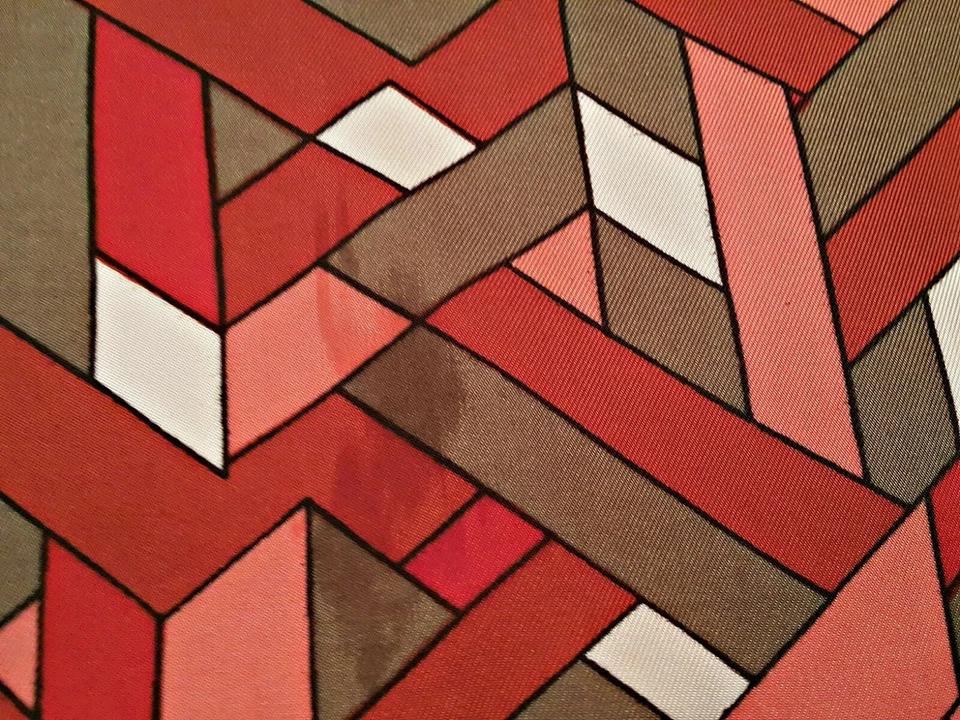 SCARF 复古正品几何 OP 艺术粉红色灰色丝绸混纺长款男式 — 第 3/3 张图片