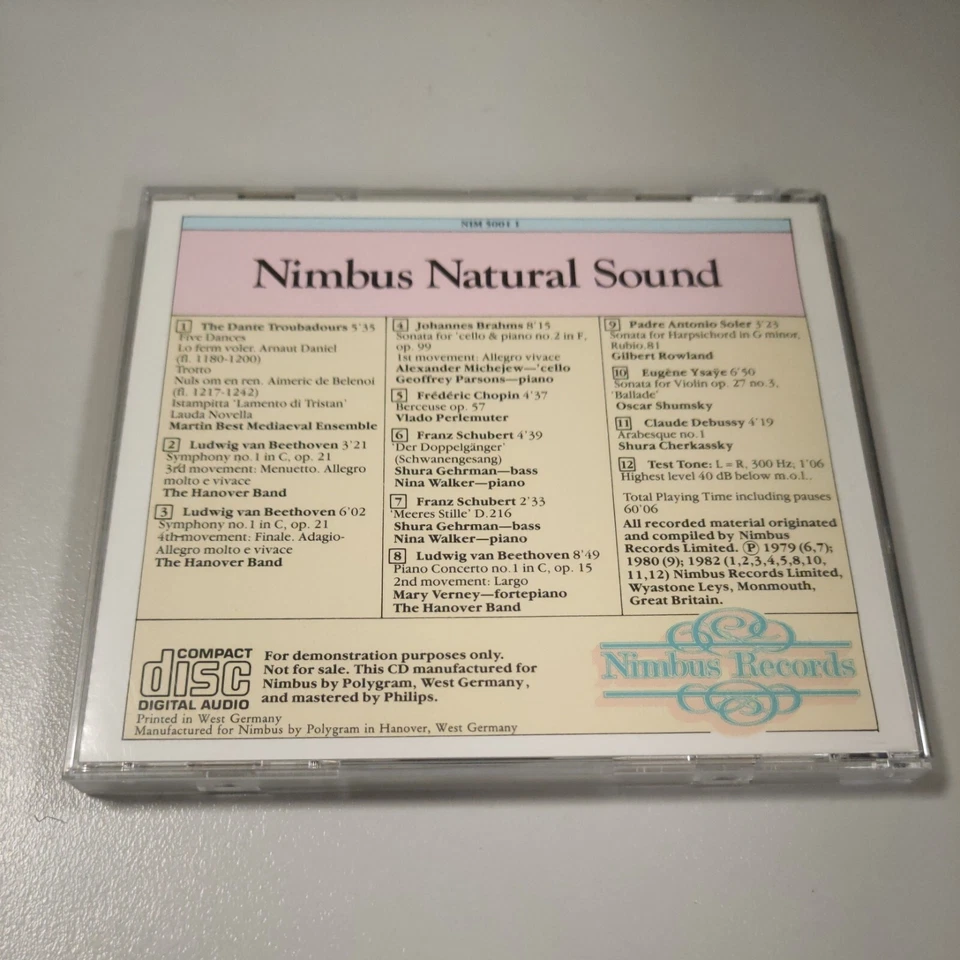 NIMBUS Sampler rare "Natural Sound" cd 1982 full silver NIM5001 West Germany - Image 2 of 4