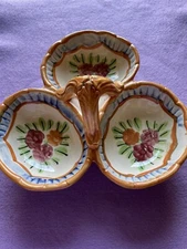 Japan Pottery Serving Dish Three Bowls