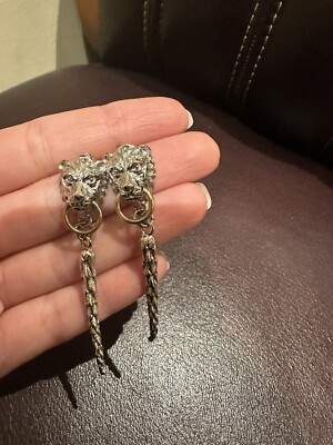 Fallon Gia Lion Spike Earrings Silver And Gold Tone 