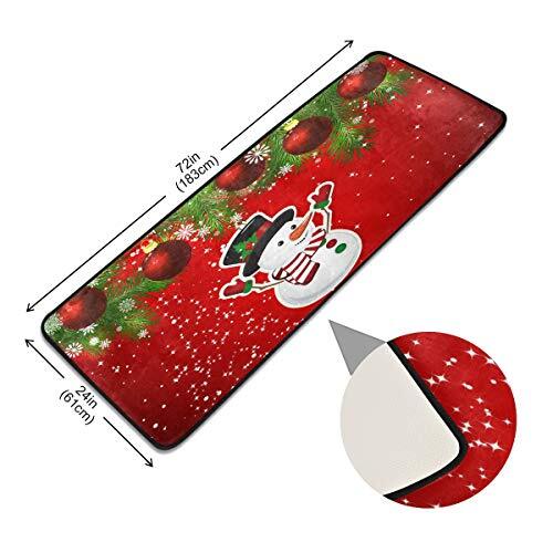 Christmas Runner Rug, Red Christmas Snowman Runner Rug Floor Mat Non Pattern 2 - Picture 6 of 8