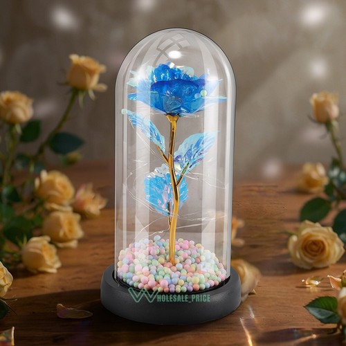 Enchanted Rose Flower Forever In Glass Dome LED Light Valentine's Day Gift Decor - Picture 183 of 278