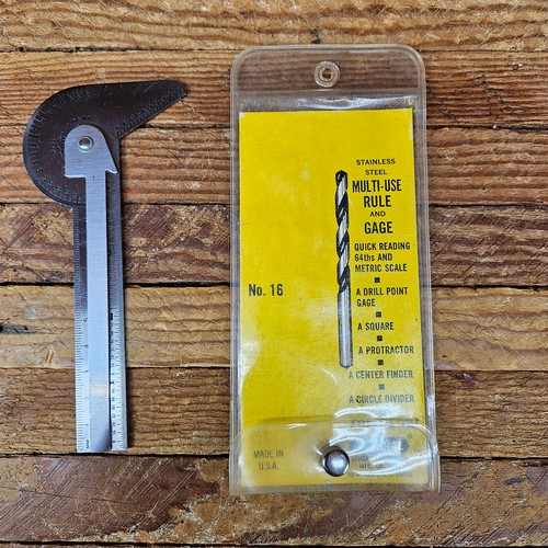 Vintage General Hardware No. 16 Multi Use Rule Gauge Protractor - Made in USA
