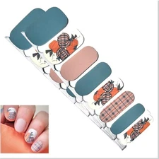 Jaysea Nails Polish Wraps - Color Matte Pumpkin Fall Plaid Street Nail Art, B4G1