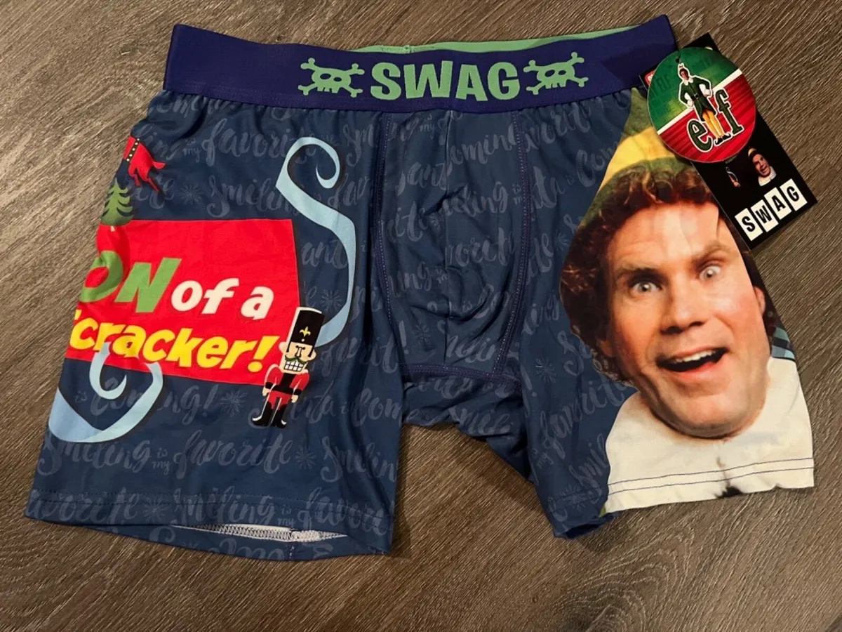 Men's Elf Son of a Nutcracker, Christmas Swag Boxer Briefs Underwear, M,  L, XL