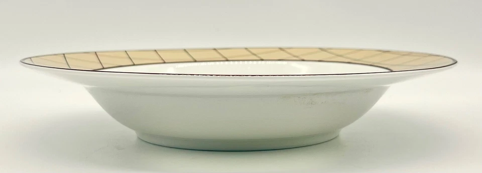 JUEGO DE 4 CUENCOS DE SOPA RAROS 1999 RALPH LAUREN GARRISON CON BORDE A CUADROS, EXCELENTE ESTADO Foto 2 de 4