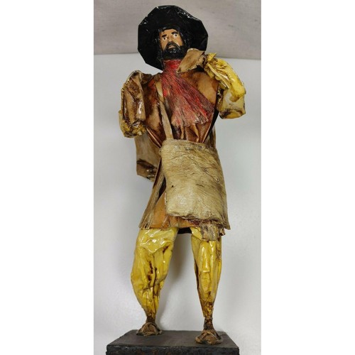 Mexican Folk Art Paper Mache Statue Farm Working Man Figurine with Hat Vintage - Picture 7 of 12