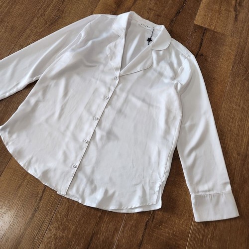 NWT Mason Grey Women's Charolette PJ shirt Blanc Sz Med Clean Minimal Classic - Picture 3 of 11