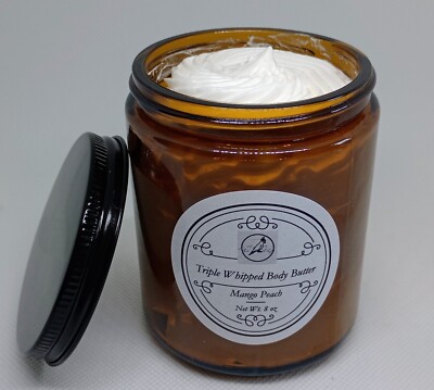 Mango Peach Triple Whipped Body Butter Handmade 8oz Silky Moisturizing Hydrating