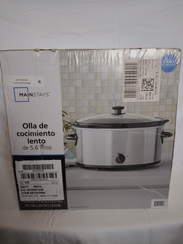 Mainstays 6 Quart Oval Slow Cooker Stainless Steel Finish Glass Lid MS5410011216 - Picture 13 of 17