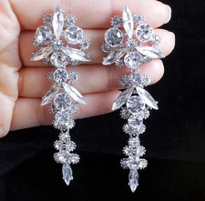 SHINY WHITE AUSTRIAN CRYSTAL RHINESTONE DROP CHANDELIER DANGLE EARRINGS E2102