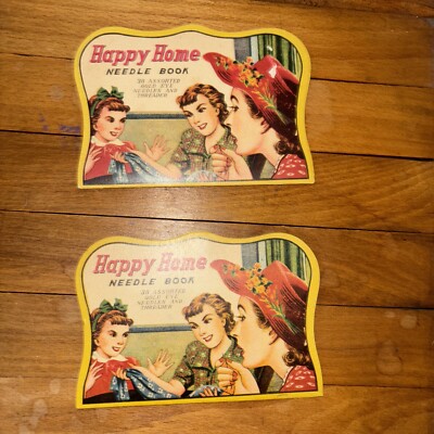 PAIR OF COMPLETE, NEAR FINE 'HAPPY HOME NEEDLE BOOKS'! MCM, VERY COLLECTIBLE