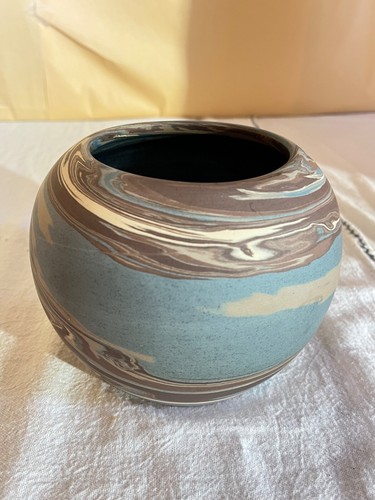 Niloak Mission Swirl Art Pottery Rosebowl Vase-1st Art Mark-Arts & Crafts-Benton - Picture 3 of 11