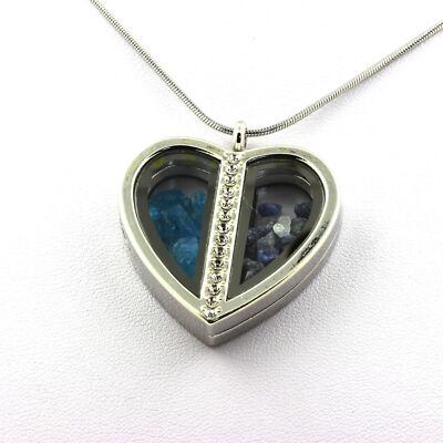 Neon Blue Apatite Necklace + Raw Benitoite. Heart Model.
