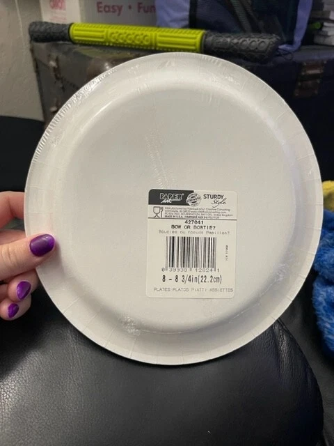 Baby Shower Bow or Bowtie? 8-3/4" Plates Paper 8 Pack Gender Reveal 8ct. New! - Image 2 of 2