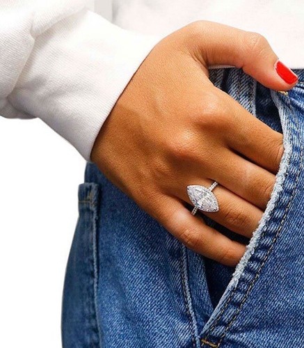 Womens NEW W/BOX Swarovski Sterling Silver Marquis Cut Halo Ring 4 Ct Size 6 - Picture 2 of 9
