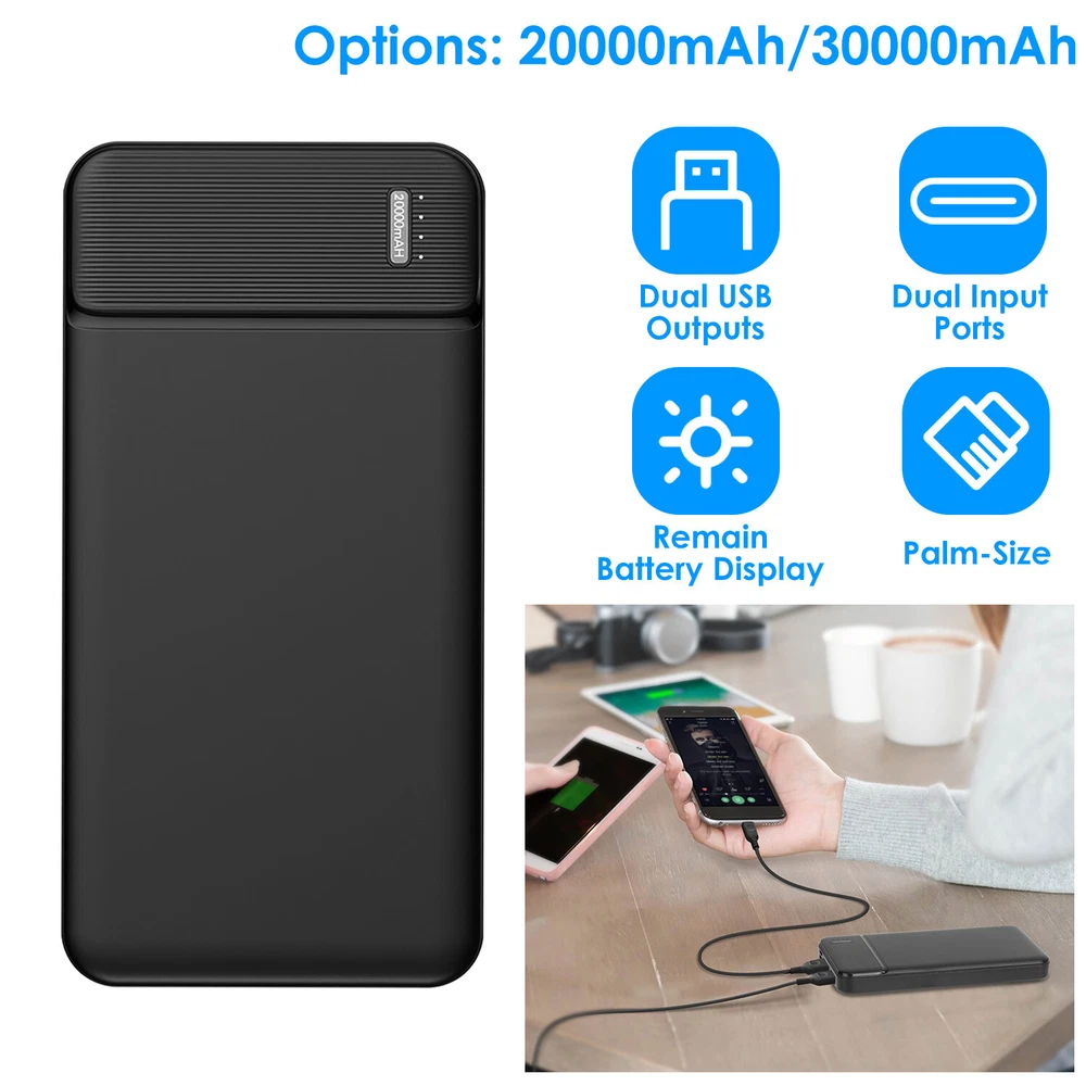 30000mAh Fast Charging Power Bank for Samsung iPhone and More  