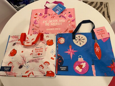 Trader Joes s Holiday Gift Tote Bag 3 Set Limited Christmas 2024  ️