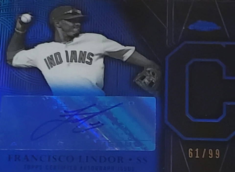 FRANCISCO LINDOR 2016 TOPPS CHROME TEAM LOGO AUTOGRAPH TLA-FL BLUE 61/99 - Image 3 of 4
