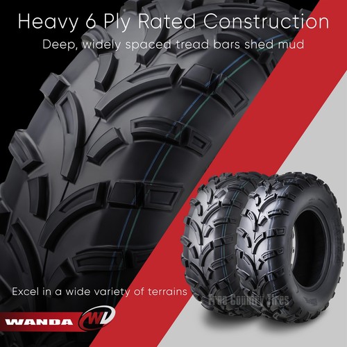Set of 4 WANDA ATV Tires 25x8-12 25x8x12 Front & 25x10-12 25x10x12 Rear 6PR Mud - Picture 4 of 7