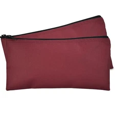 Deposit Bag Bank Pouch Zippered Safe Money Bag Organizer in Maroon Red 2 PACK