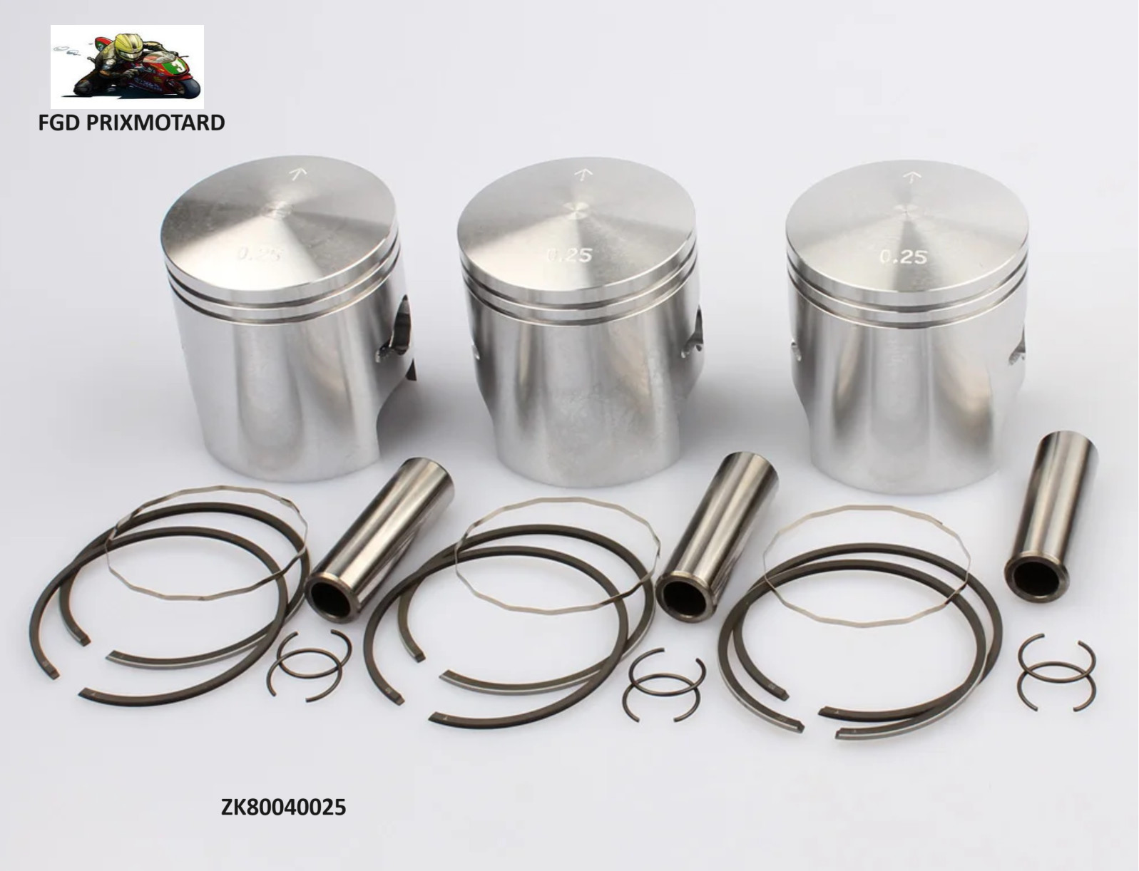 Pistons +0.25 mm à haute compression pour moteur Kawasaki 400 S3 1974-1975