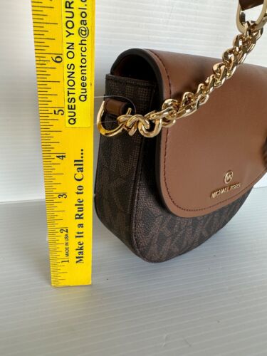 Michael Kors Jet Set Charm Half Dome Brown MK Leather Crossbody Bag Tote Purse - Picture 5 of 7